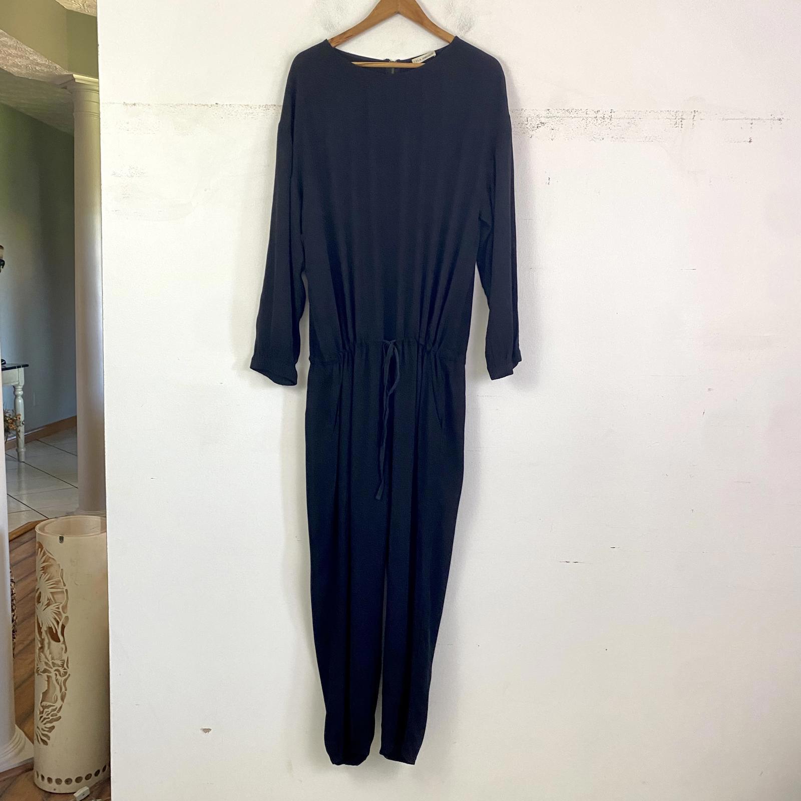 Ulla Johnson Black Long Sleeve Drawstring Waist Jumpsuit Sz 8